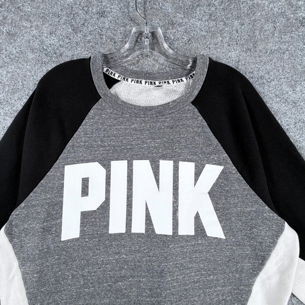 Victorias Secret By Pink Sweatshirt Womens M Multicolor Colorblock Fleece Lined - Picture 7 of 16